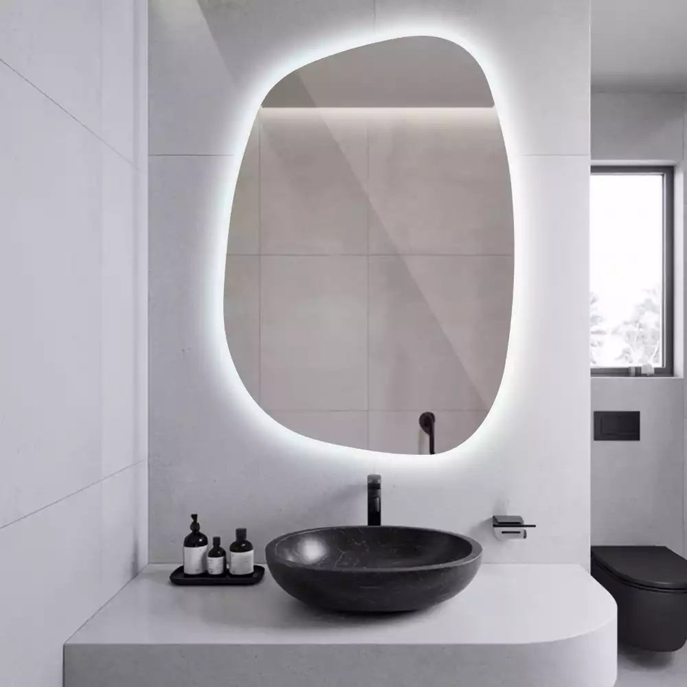 Nepravidelné zrcadlo ve tvaru skvrny s modernistickým designem