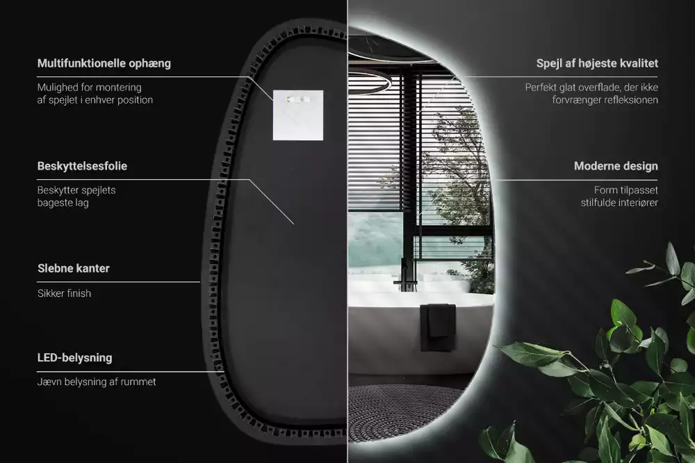 Nepravidelné zrcadlo ve tvaru skvrny s modernistickým designem