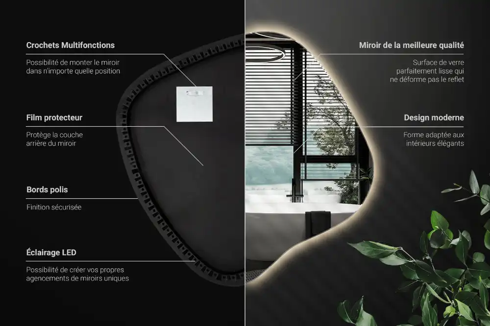 LED zrcadlo tvaru skvrny s podsvícením