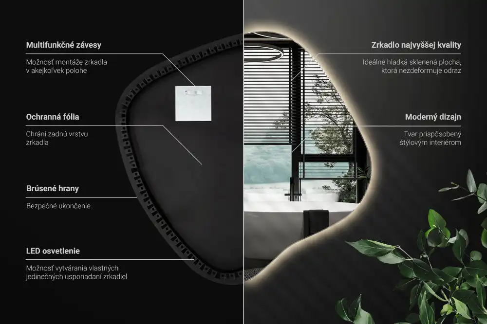 LED zrcadlo tvaru skvrny s podsvícením