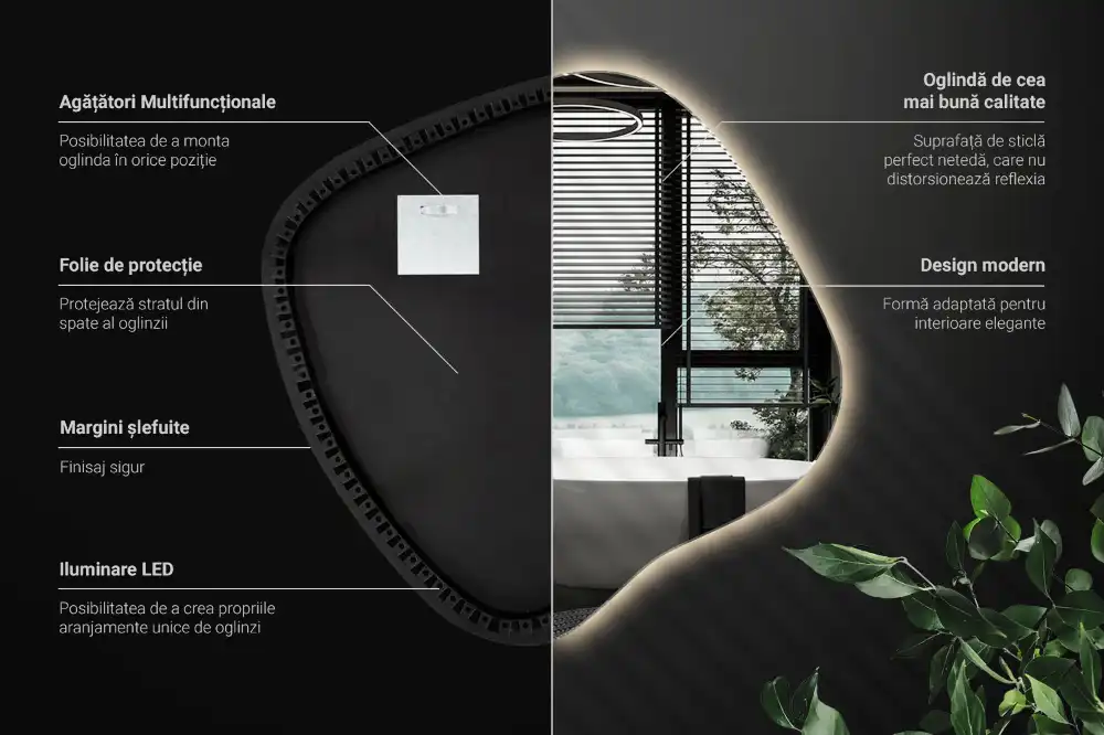 LED zrcadlo tvaru skvrny s podsvícením