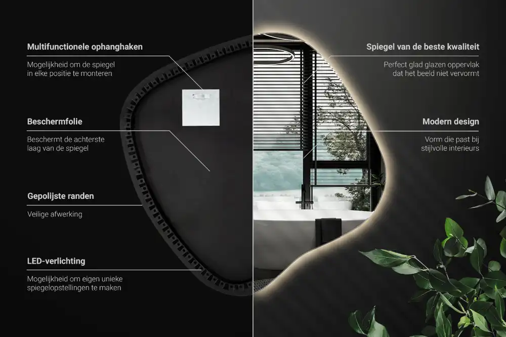 LED zrcadlo tvaru skvrny s podsvícením