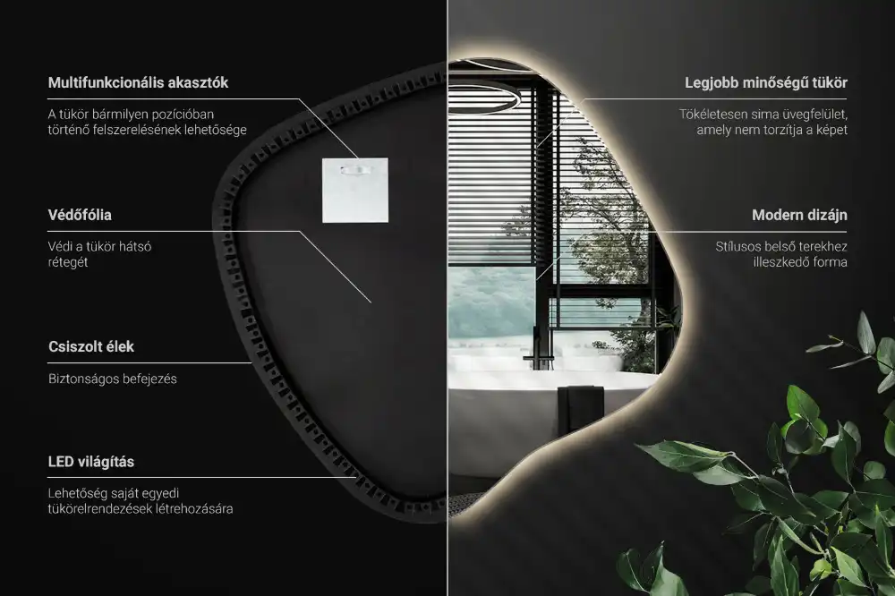 LED zrcadlo tvaru skvrny s podsvícením