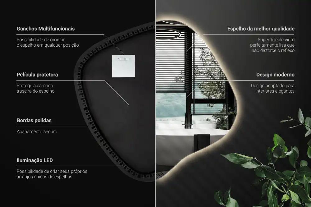 LED zrcadlo tvaru skvrny s podsvícením