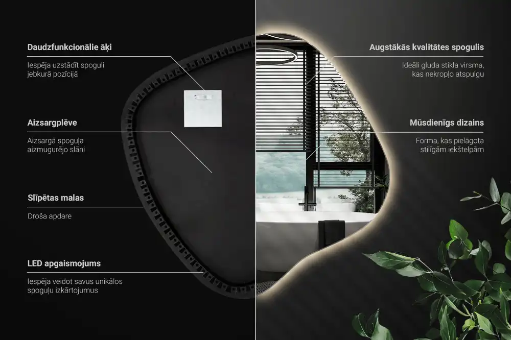 LED zrcadlo tvaru skvrny s podsvícením