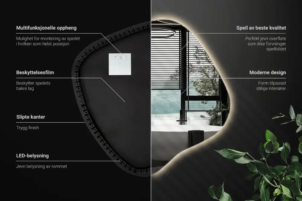 LED zrcadlo tvaru skvrny s podsvícením