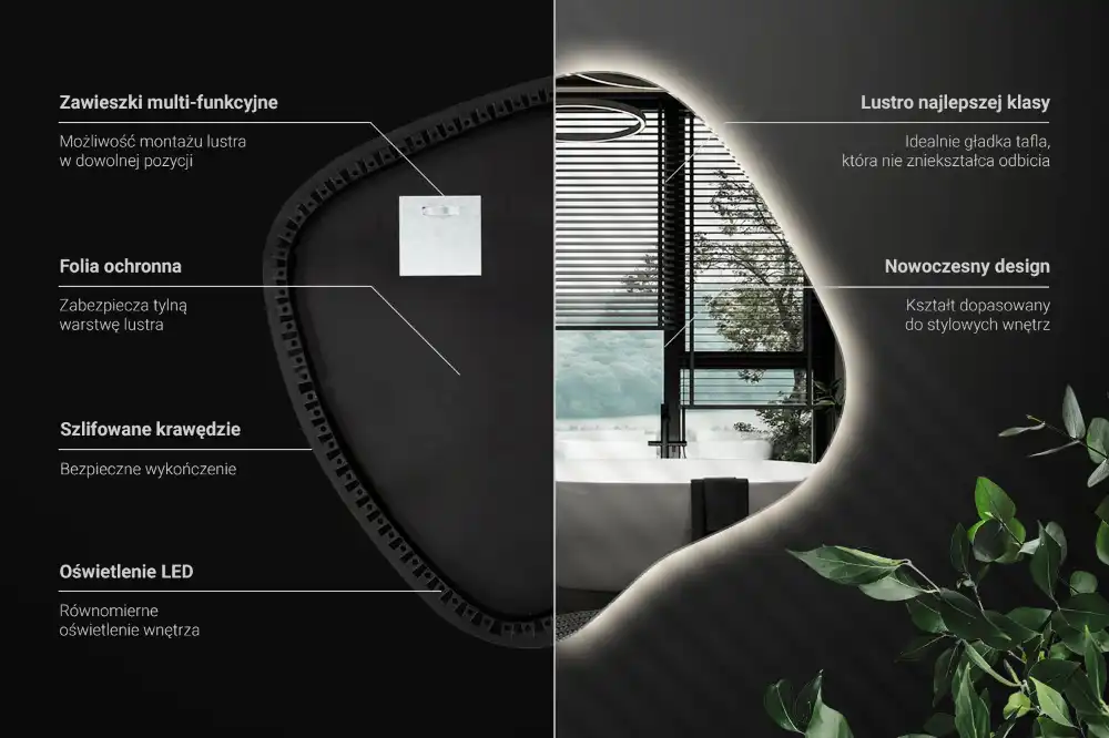 LED zrcadlo tvaru skvrny s podsvícením