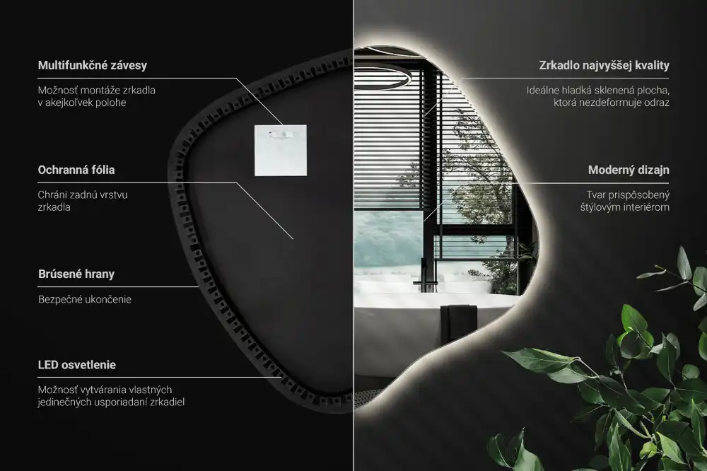 LED zrcadlo tvaru skvrny s podsvícením