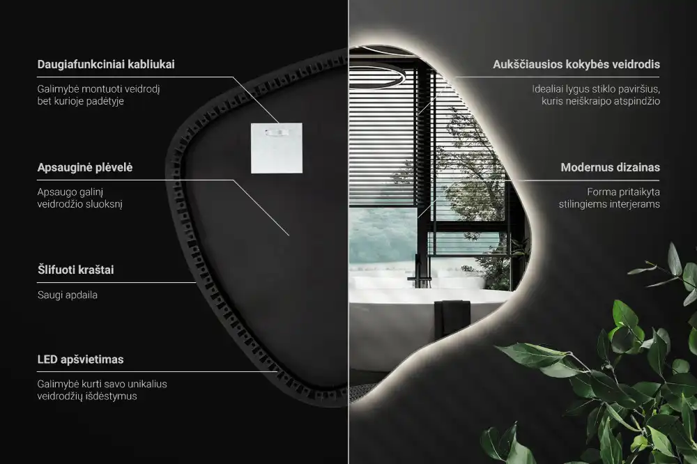 LED zrcadlo tvaru skvrny s podsvícením