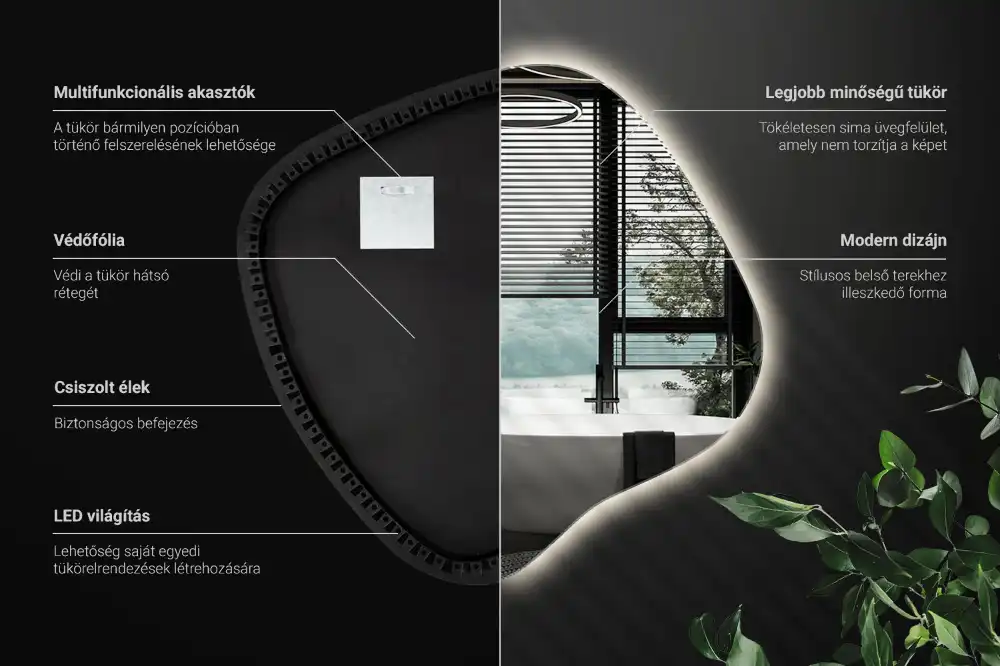 LED zrcadlo tvaru skvrny s podsvícením
