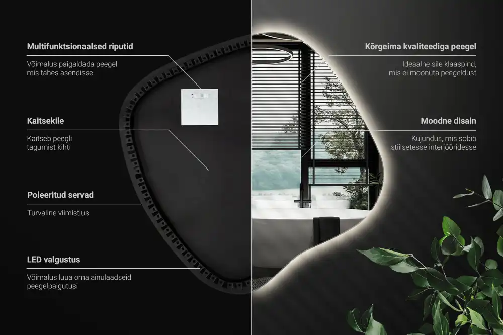 LED zrcadlo tvaru skvrny s podsvícením
