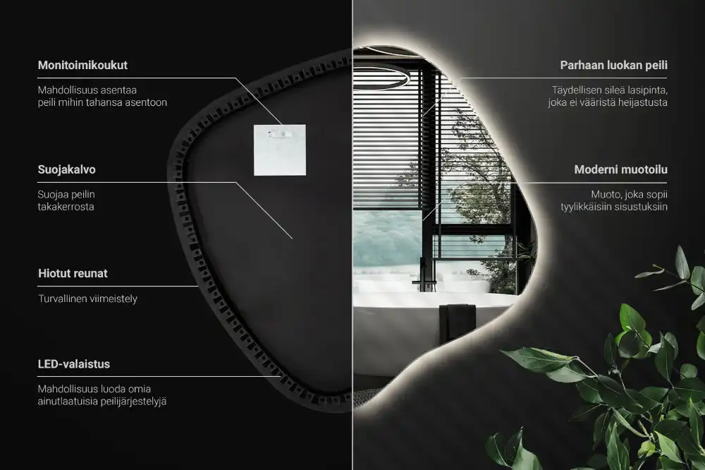 LED zrcadlo tvaru skvrny s podsvícením