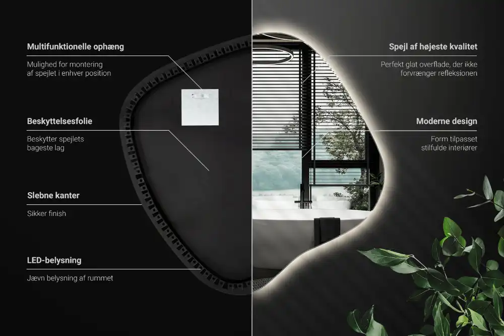 LED zrcadlo tvaru skvrny s podsvícením