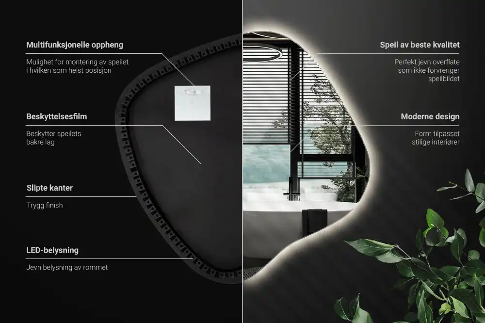 LED zrcadlo tvaru skvrny s podsvícením
