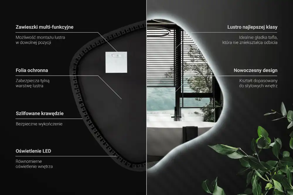LED zrcadlo tvaru skvrny s podsvícením
