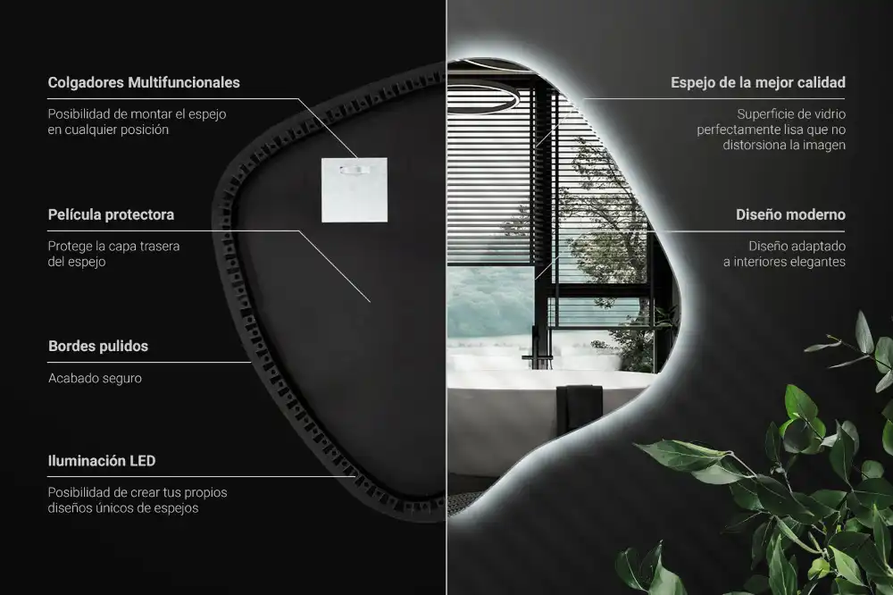 LED zrcadlo tvaru skvrny s podsvícením