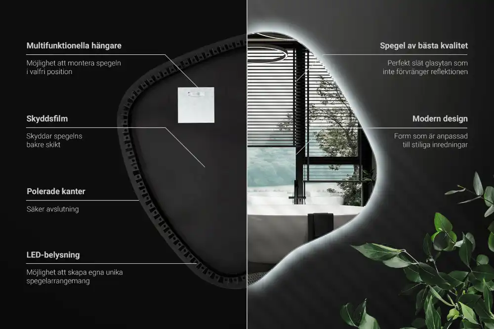 LED zrcadlo tvaru skvrny s podsvícením