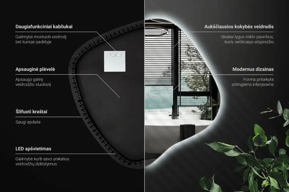 LED zrcadlo tvaru skvrny s podsvícením