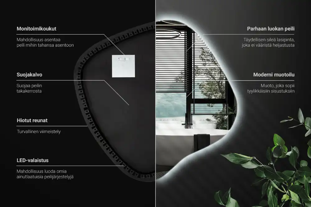 LED zrcadlo tvaru skvrny s podsvícením