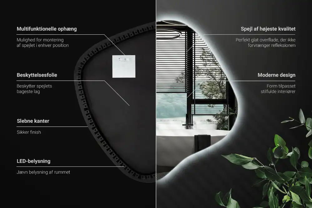 LED zrcadlo tvaru skvrny s podsvícením