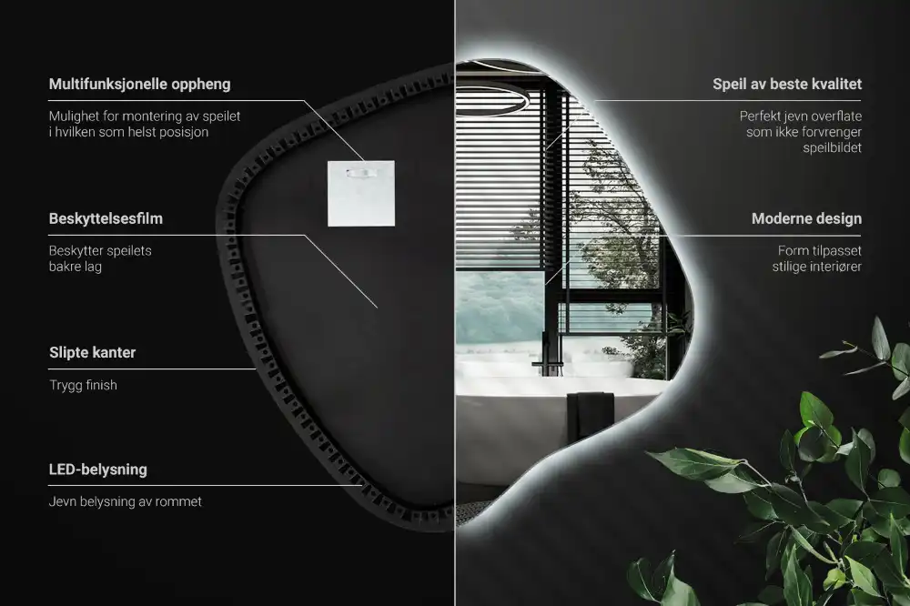 LED zrcadlo tvaru skvrny s podsvícením