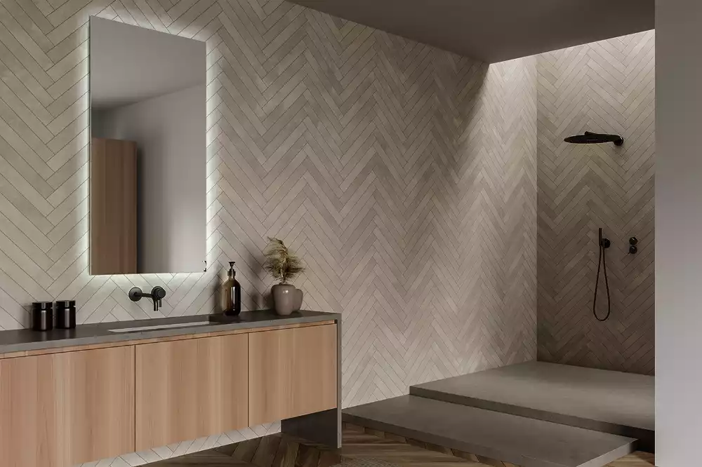 Obdélníkové zrcadlo s LED podsvícením ve univerzálním designu