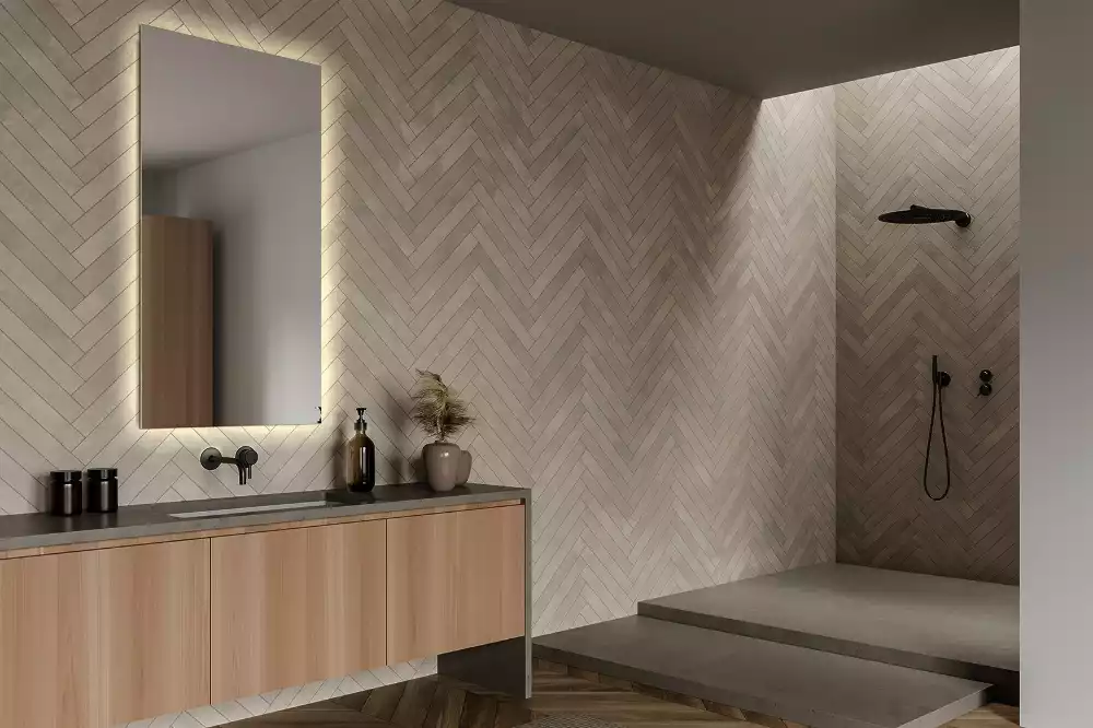 Obdélníkové zrcadlo s LED podsvícením ve univerzálním designu