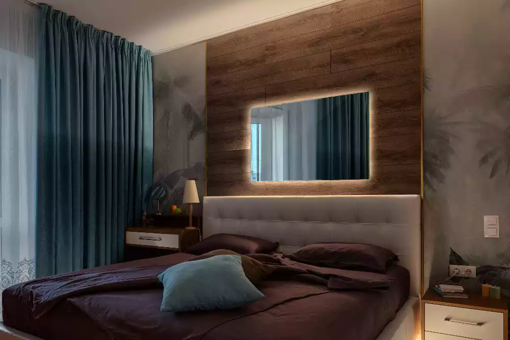 Obdélníkové zrcadlo s LED podsvícením ve univerzálním designu