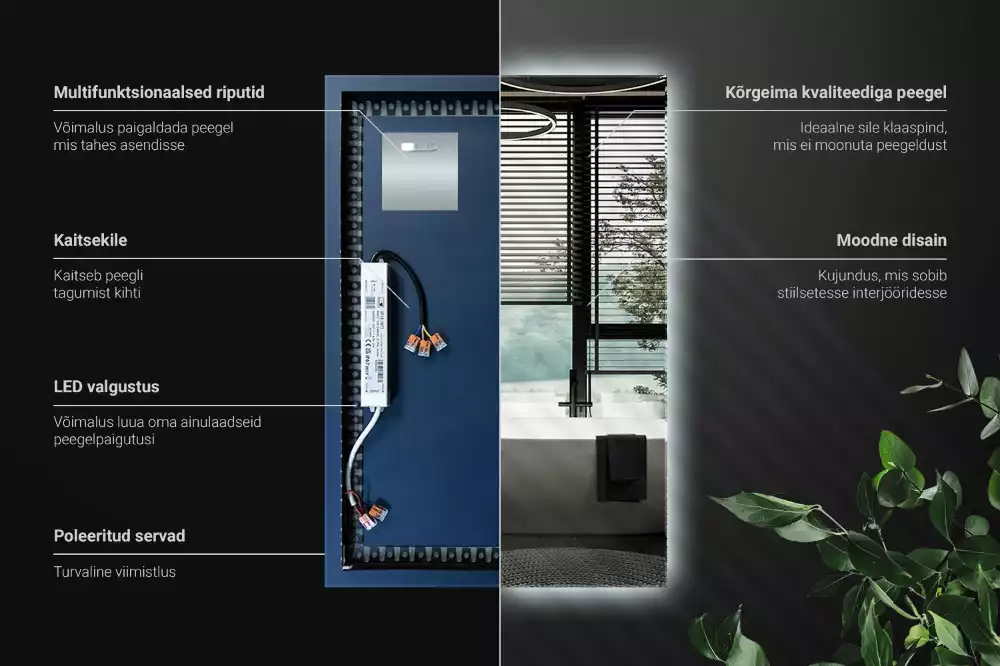 Obdélníkové zrcadlo s LED podsvícením ve univerzálním designu