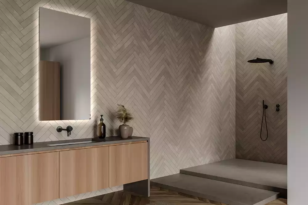 Obdélníkové zrcadlo s LED podsvícením ve univerzálním designu