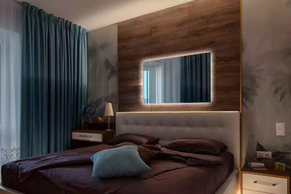 Obdélníkové zrcadlo s LED podsvícením ve univerzálním designu