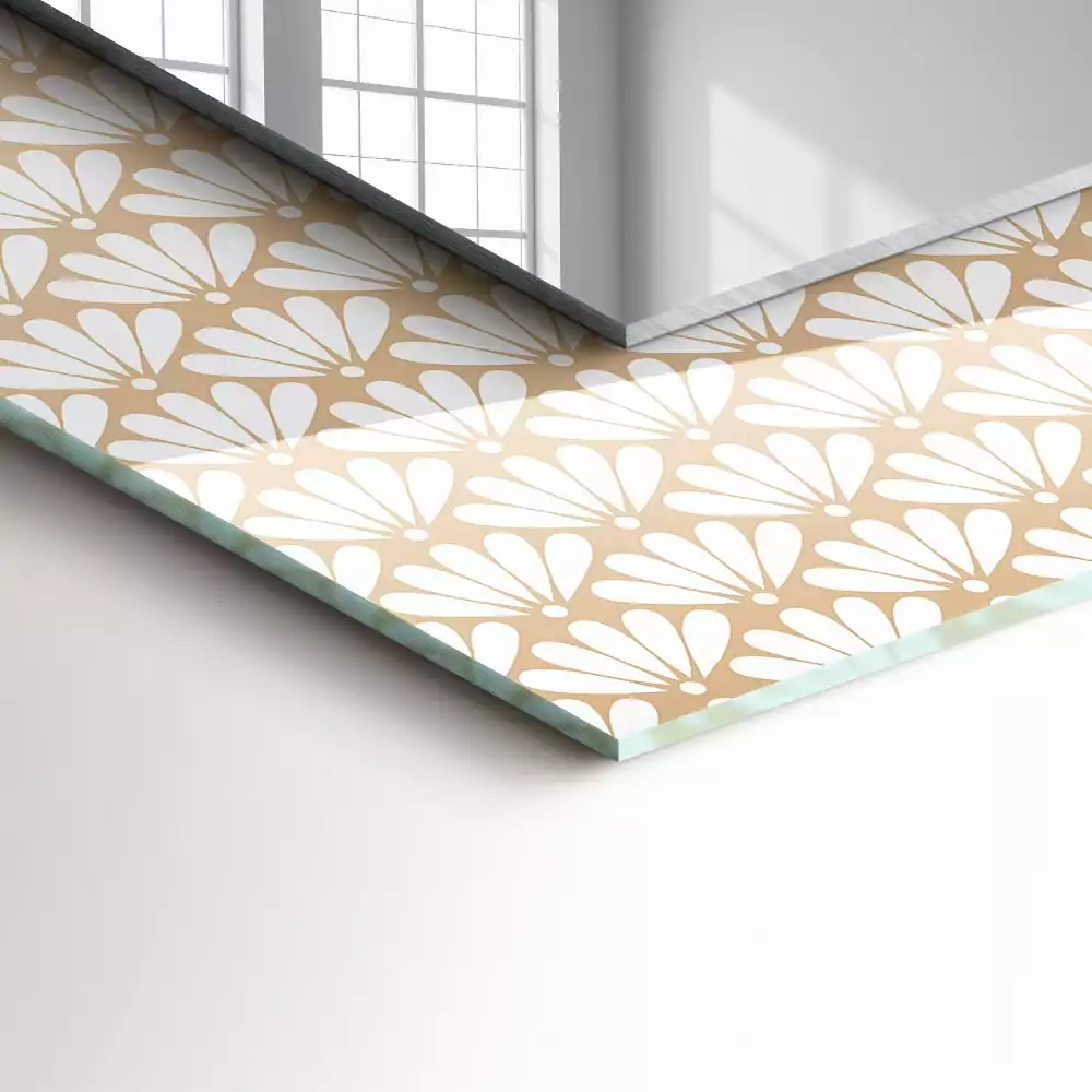 Obdélníkové zrcadlo rám s potiskem geometrický květinový motiv