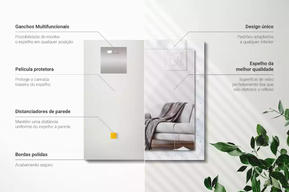 Obdélníkové zrcadlo s dekorem pampelišky a květiny