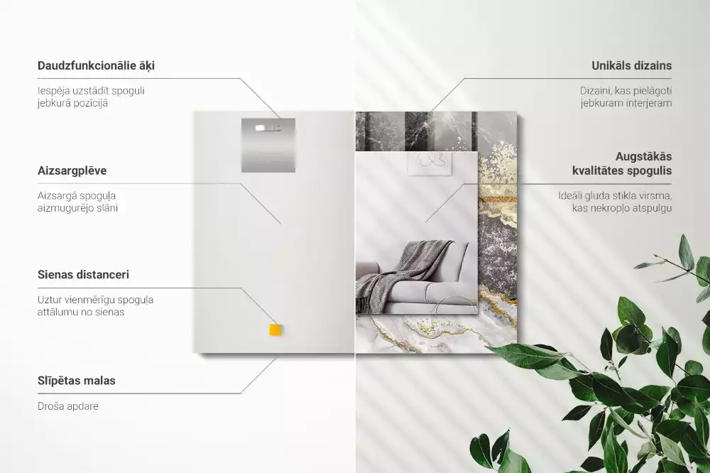 Obdélníkové zrcadlo s dekorem abstrakce žilkování mramoru
