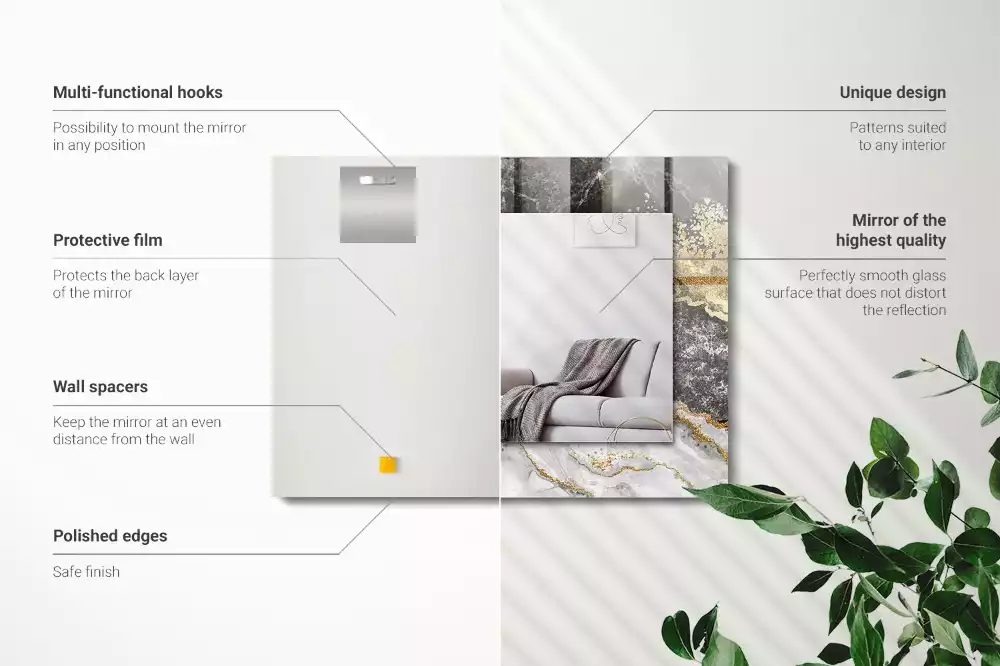 Obdélníkové zrcadlo s dekorem abstrakce žilkování mramoru