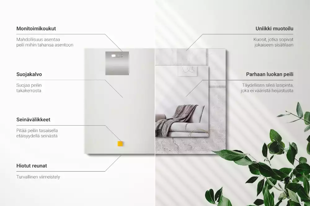 Obdélníkové dekorační zrcadlo na zeď popraskaný betonový povrch
