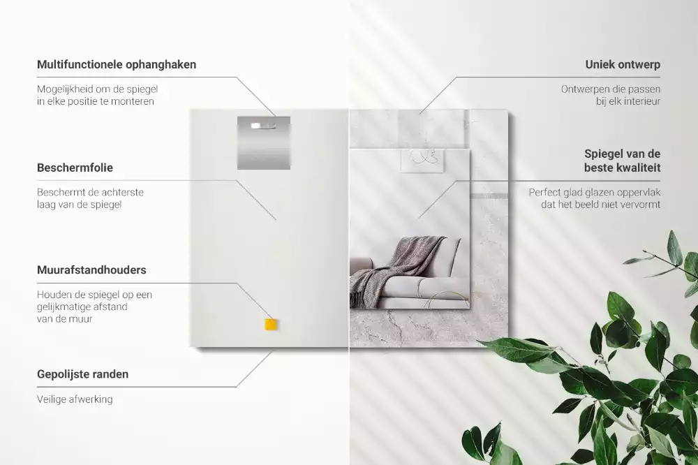 Obdélníkové dekorační zrcadlo na zeď popraskaný betonový povrch