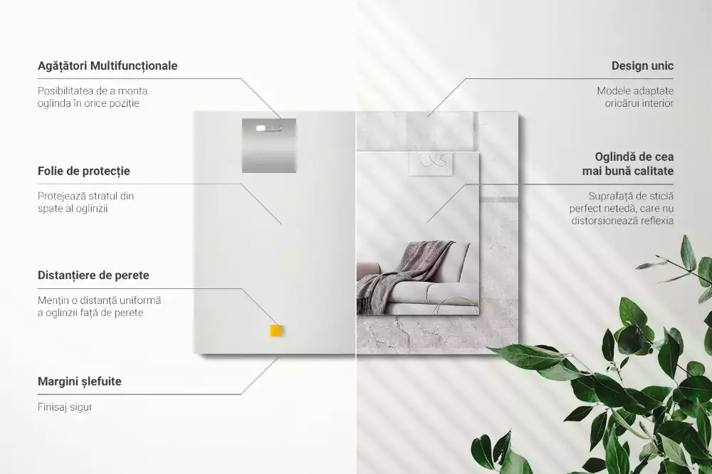 Obdélníkové dekorační zrcadlo na zeď popraskaný betonový povrch