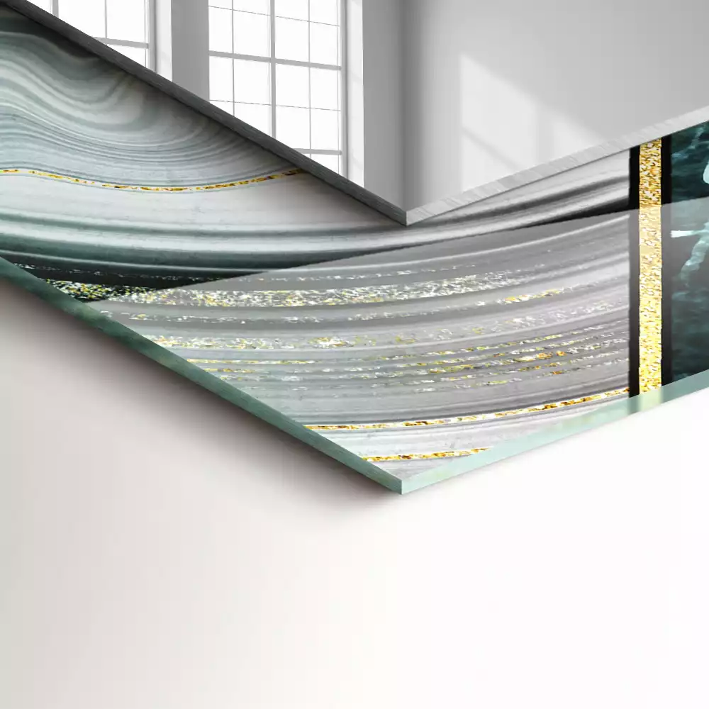 Obdélníkové zrcadlo s dekorem abstraktní geometrické vzory