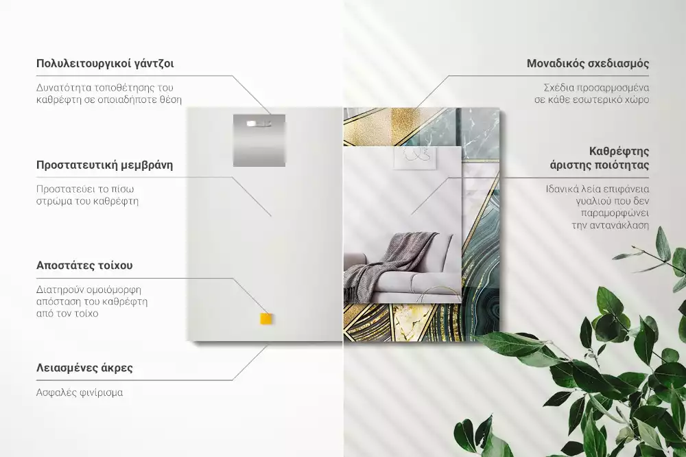 Obdélníkové zrcadlo s dekorem abstraktní geometrické vzory