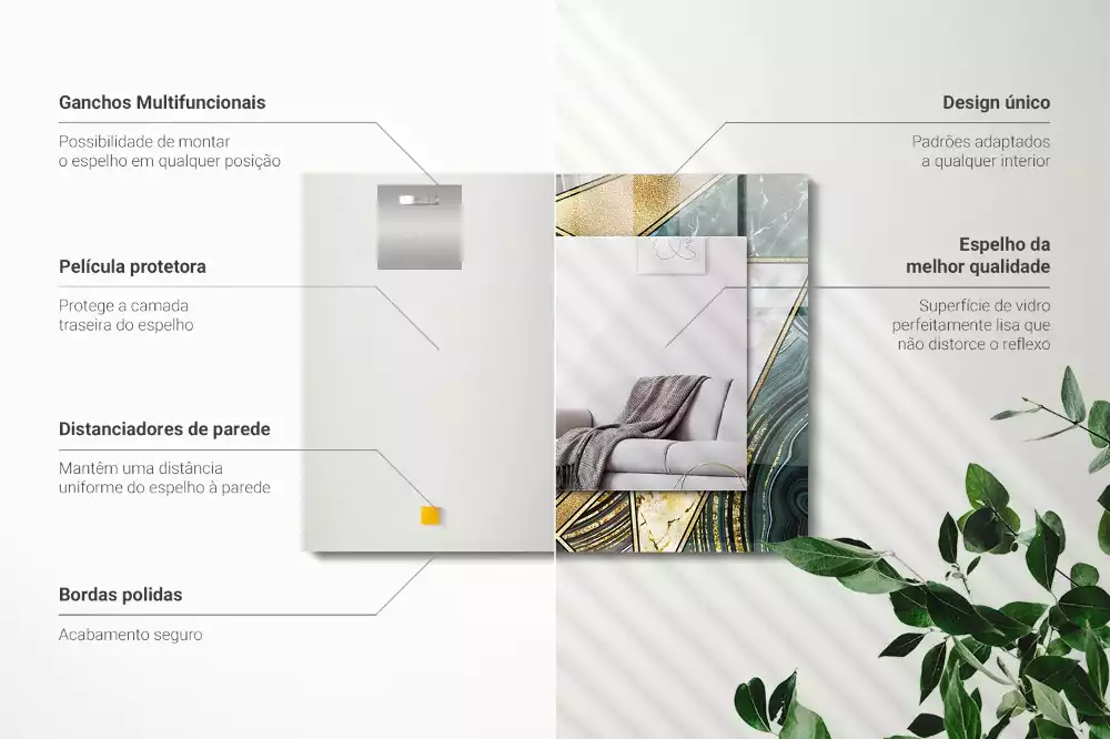 Obdélníkové zrcadlo s dekorem abstraktní geometrické vzory