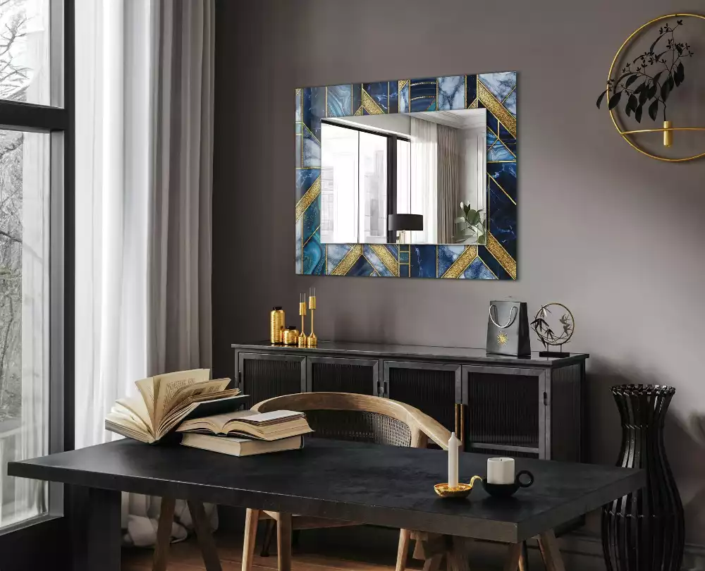 Obdélníkové dekorační zrcadlo na zeď abstraktní geometrická mozaika