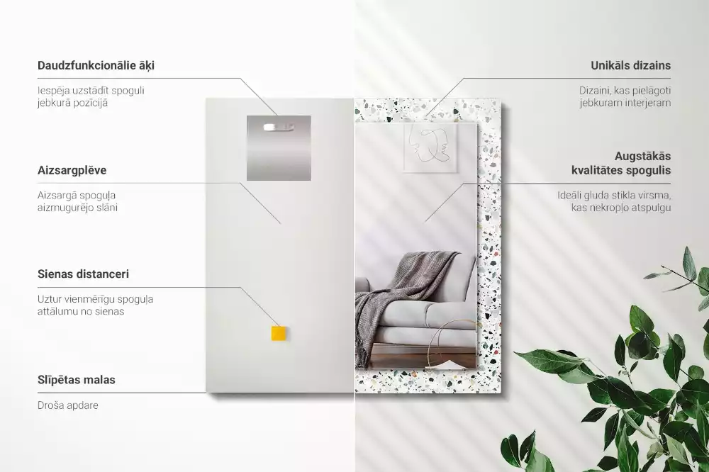 Obdélníkové zrcadlo s dekorem mozaika ve stylu teraco