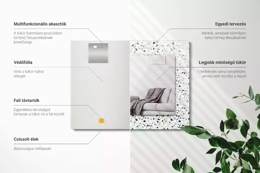 Obdélníkové zrcadlo s dekorem mozaika ve stylu teraco