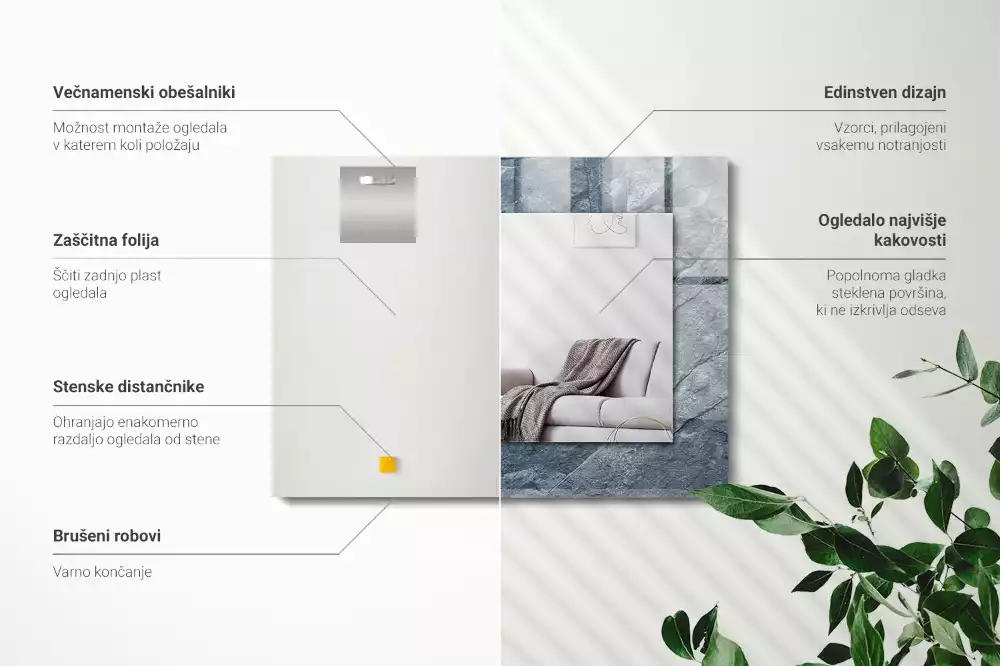 Obdélníkové zrcadlo s dekorem struktura kamenné skály