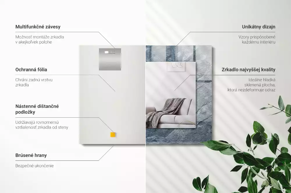 Obdélníkové zrcadlo s dekorem struktura kamenné skály