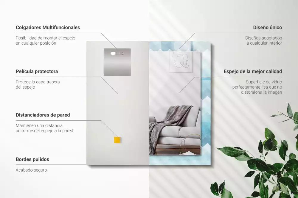 Obdélníkové dekorační zrcadlo na zeď cikcakový vzor s přechodem