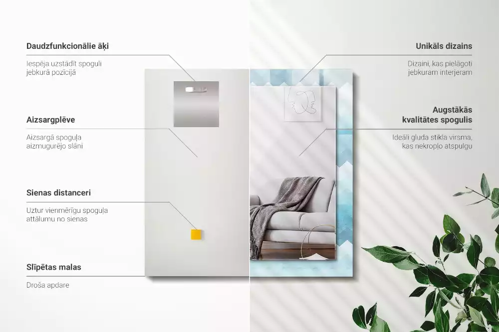Obdélníkové dekorační zrcadlo na zeď cikcakový vzor s přechodem