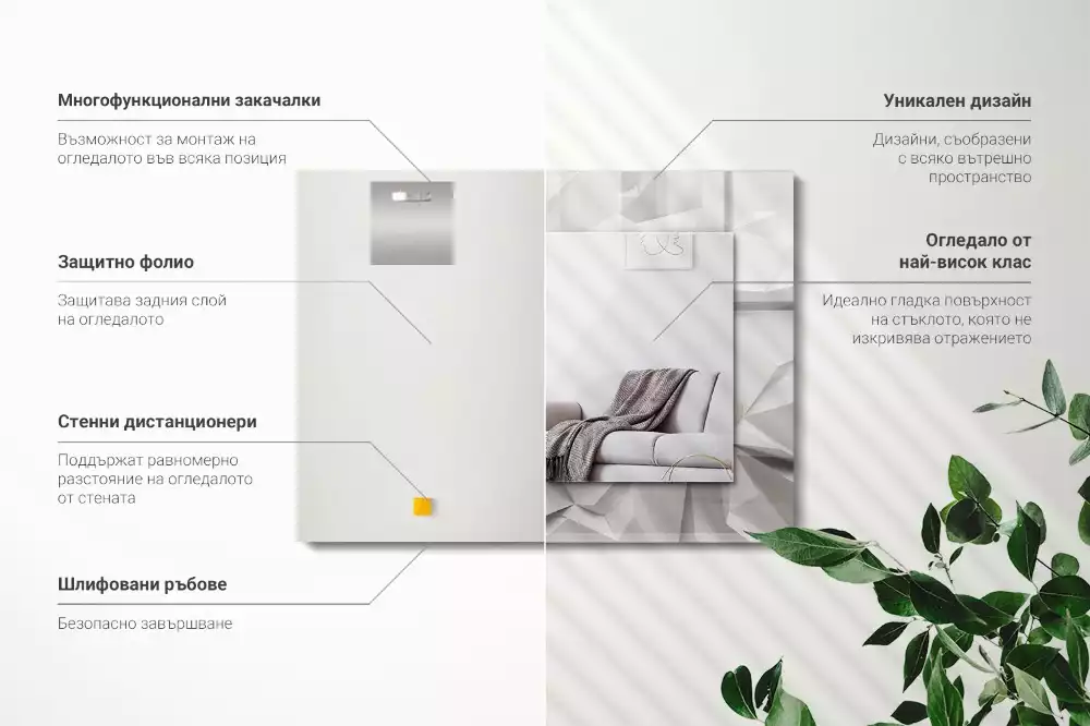 Obdélníkové zrcadlo s dekorem abstraktní geometrické tvary