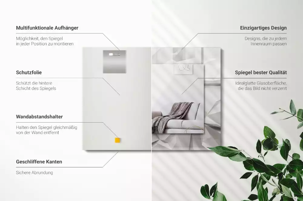 Obdélníkové zrcadlo s dekorem abstraktní geometrické tvary